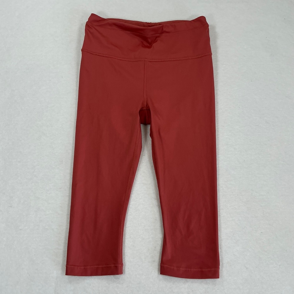 Athleta Accelerate Crop Leggings Small Red Orange Compression Capri